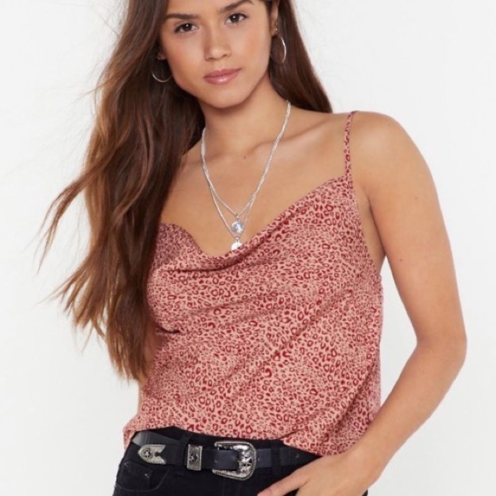 NWOT SOLD OUT Nasty Gal Animal Print Cowl Neck Tank Top Size 2